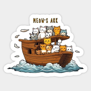 Meow's Ark Funny Parody Noah's Ark Full of Cats Sticker